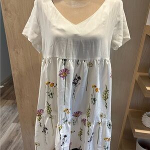 Floral Print White Dress